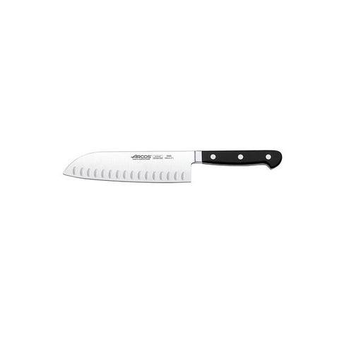 Santoku Knife 180mm Granton Edge BLACK HANDLE ARCOS Clasica