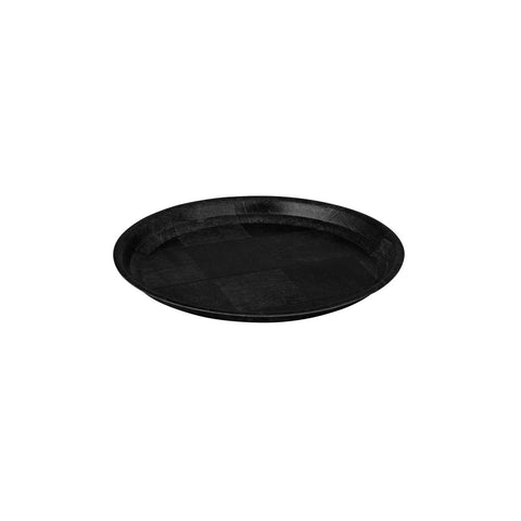 Round Tray with Wood 250mm BLACK TRENTON 