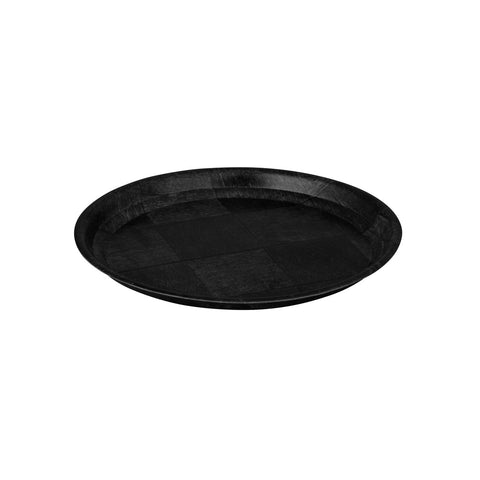 Round Tray with Wood 300mm BLACK TRENTON 