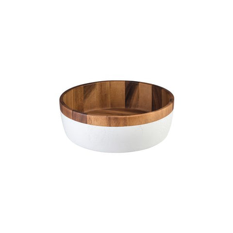 Round Bowl White Base 300mm 100mm H ACACIA MODA Brooklyn