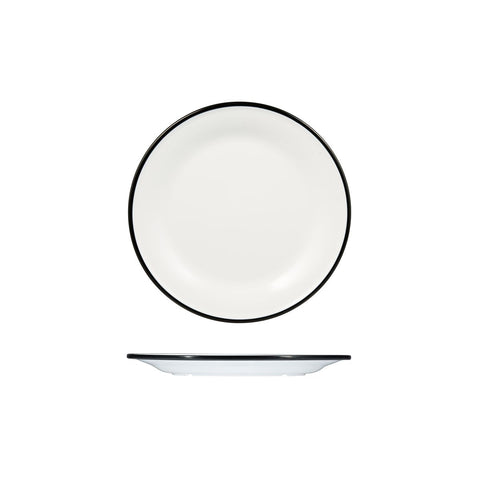 Round Plate 220mm WHITE W/BLACK LINE RYNER Melamine Evoke