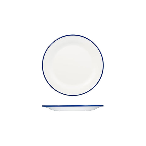 Round Plate 220mm WHITE W/BLUE LINE RYNER Melamine Evoke