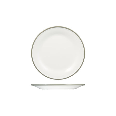 Round Plate 220mm WHITE W/GREY LINE RYNER Melamine Evoke