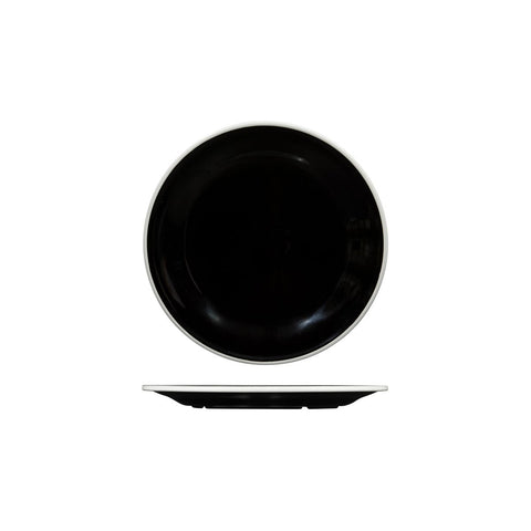 Round Plate 220mm BLACK W/WHITE LINE RYNER Melamine Evoke