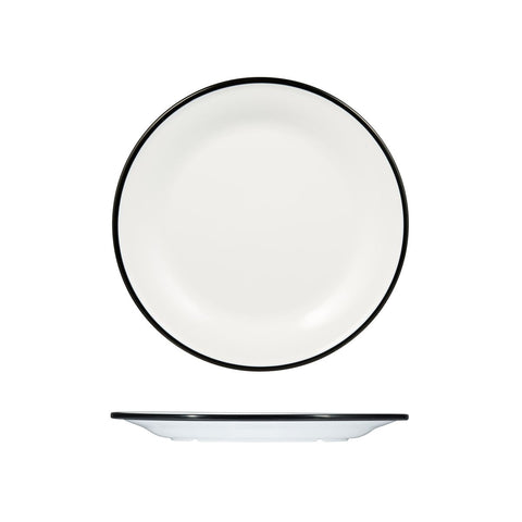 Round Plate 270mm WHITE W/BLACK LINE RYNER Melamine Evoke