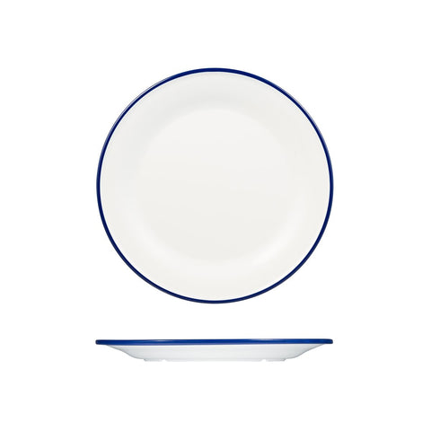 Round Plate 270mm WHITE W/BLUE LINE RYNER Melamine Evoke