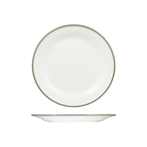 Round Plate 270mm WHITE W/GREY LINE RYNER Melamine Evoke