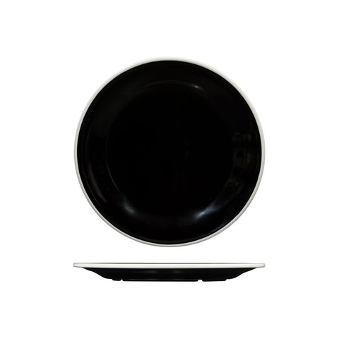 Round Plate 270mm BLACK W/WHITE LINE RYNER Melamine Evoke