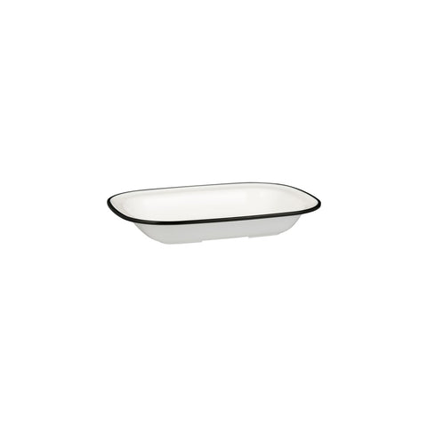 Rectangle Dish 200x145x45mm WHITE W/BLACK LINE RYNER Melamine Evoke