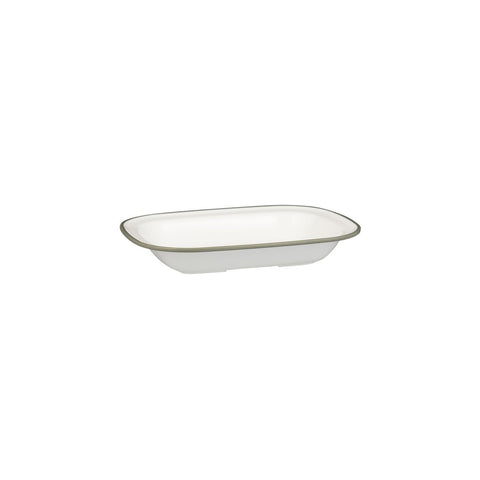 Rectangle Dish 200x145x45mm WHITE W/GREY LINE RYNER Melamine Evoke