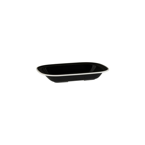 Rectangle Dish 200x145x45mm BLACK W/WHITE LINE RYNER Melamine Evoke