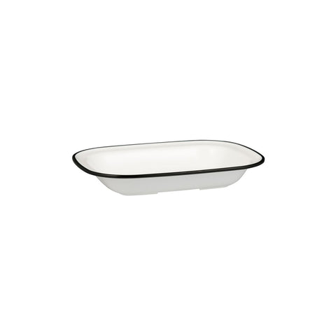 Rectangle Dish 230x176x45mm WHITE W/BLACK LINE RYNER Melamine Evoke