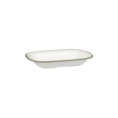 Rectangle Dish 230x176x45mm WHITE W/GREY LINE RYNER Melamine Evoke