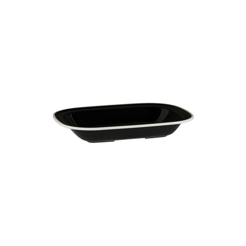 Rectangle Dish 230x176x45mm BLACK W/WHITE LINE RYNER Melamine Evoke