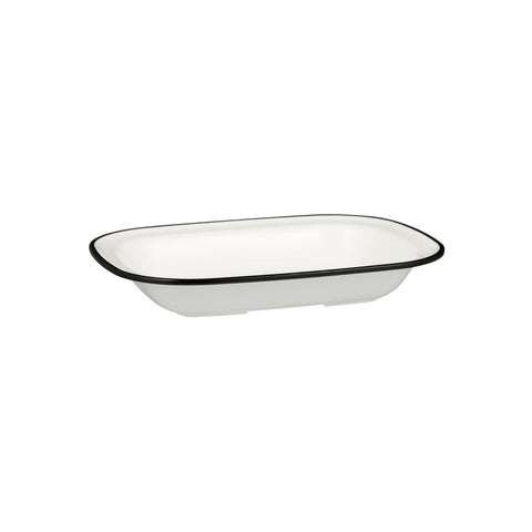 Rectangle Dish 270x200x42mm WHITE W/BLACK LINE RYNER Melamine Evoke