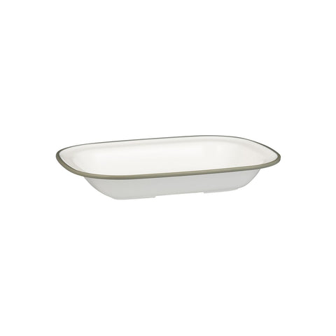 Rectangle Dish 270x200x42mm WHITE W/GREY LINE RYNER Melamine Evoke