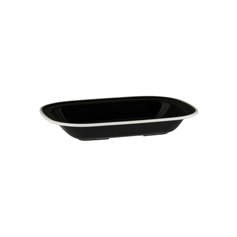 Rectangle Dish 270x200x42mm BLACK W/WHITE LINE RYNER Melamine Evoke