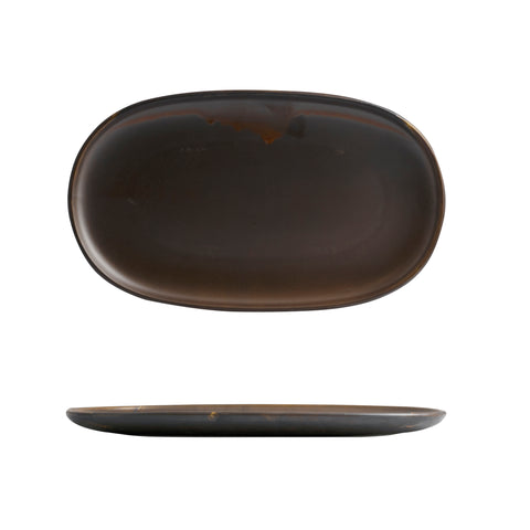 Oval Coupe Plate 355X215mmMODA PORCELAIN Rust