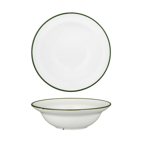 Deep Bowl Plate 240mm 830ml WHITE W/GREEN LINE LUZERNE Tintin