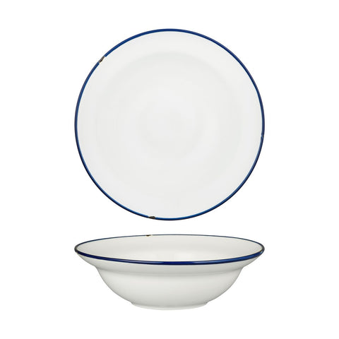 Deep Bowl Plate 240mm 830ml WHITE W/NAVY LINE LUZERNE Tintin