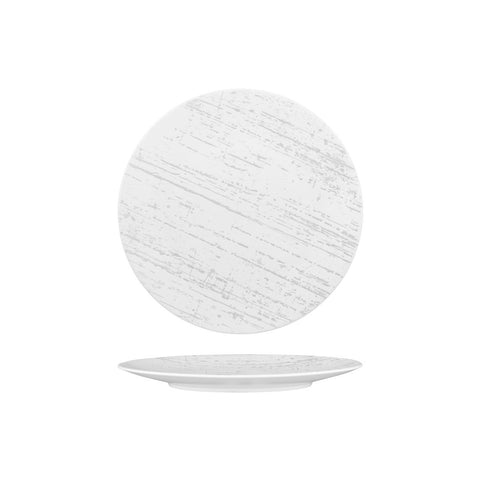 Round Plate Flat 230mm WHITE WITH GREY LUZERNE Drizzle