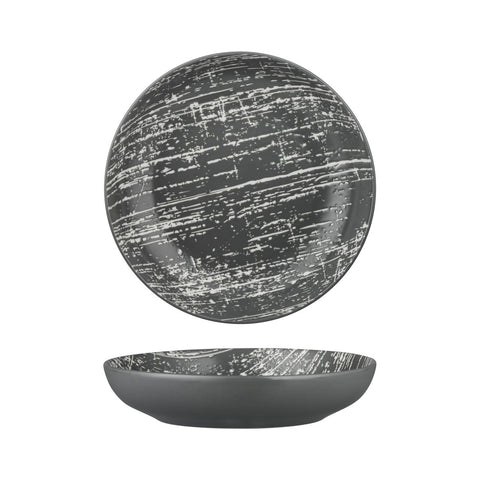 Round Share Bowl 260mm 1900ml GREY WITH WHITE LUZERNE Drizzle