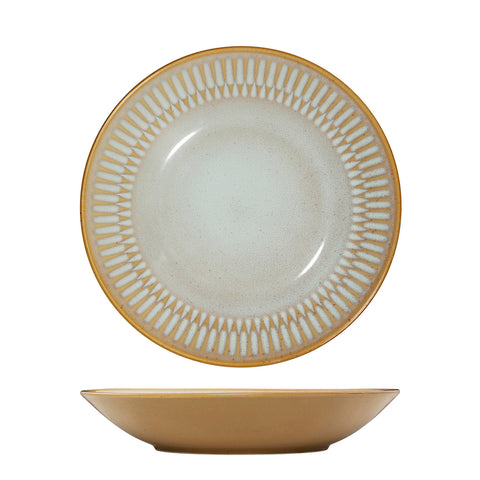 Round Deep Bowl/Plate 230mm ALMOND LUZERNE Cottage