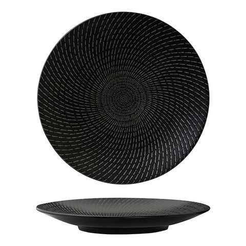 Round Coupe Plate 310mm BLACK SWIRL LUZERNE Zen