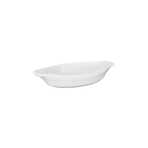 Oval Au Gratin Ribbed 250mm /350ml WHITE TRENTON Basics