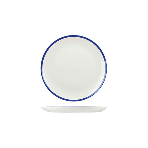 Round Coupe Plate 165mm WHITE W/BLUE LINE CHURCHILL Retro Blue