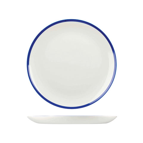 Round Coupe Plate 260mm WHITE W/BLUE LINE CHURCHILL Retro Blue