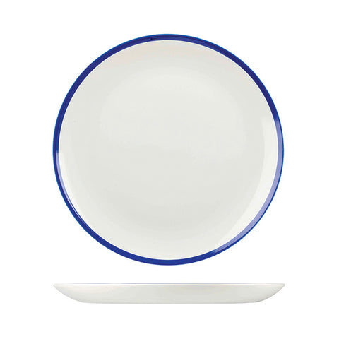 Round Coupe Plate 288mm WHITE W/BLUE LINE CHURCHILL Retro Blue