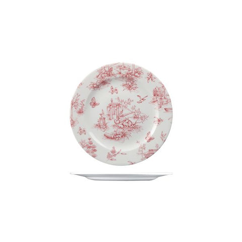 Round Plate 215mm CRANBERRY TOILE CHURCHILL Vintage Prints