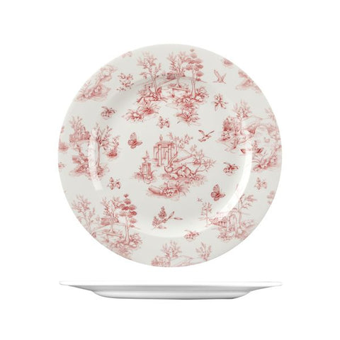 Round Plate 305mm CRANBERRY TOILE CHURCHILL Vintage Prints