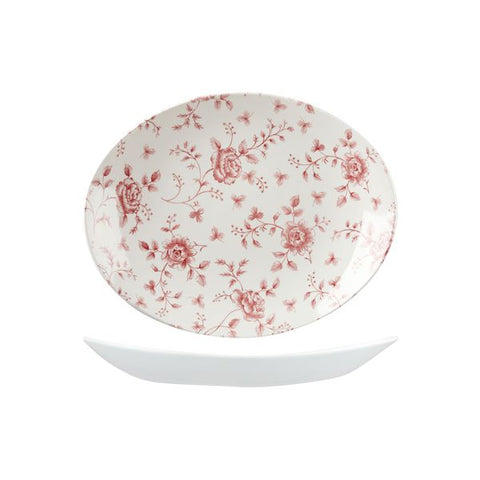 Oval Coupe Plate 317X255mm CRANBERRY ROSE CHINTZ CHURCHILL Vintage Prints