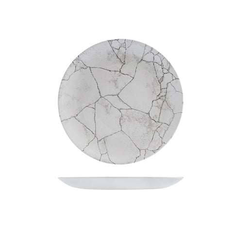 Round Coupe Plate 217mm AGATE GREY CHURCHILL Studio Prints Kintsugi