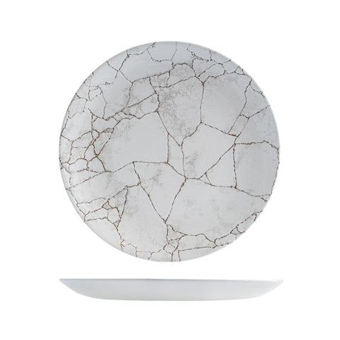 Round Coupe Plate 260mm AGATE GREY CHURCHILL Studio Prints Kintsugi