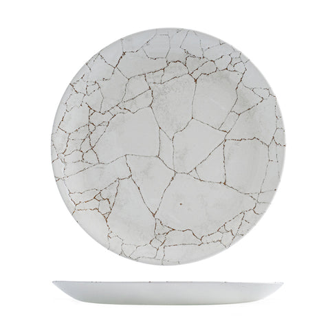 Round Coupe Plate 288mm AGATE GREY CHURCHILL Studio Prints Kintsugi