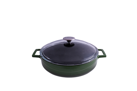 Casserole Round Low Glass Lid 3.4Lt 280mm GREEN LAVA Glaze