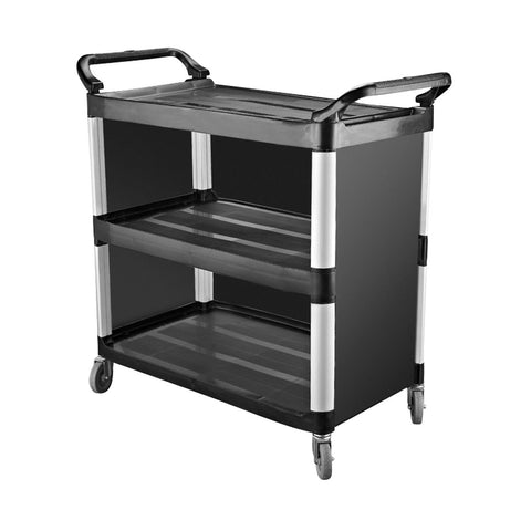 Utility Trolley 3 Shelf Closed Sides 1020x500x960mm BLACK CATERAX Trolleys